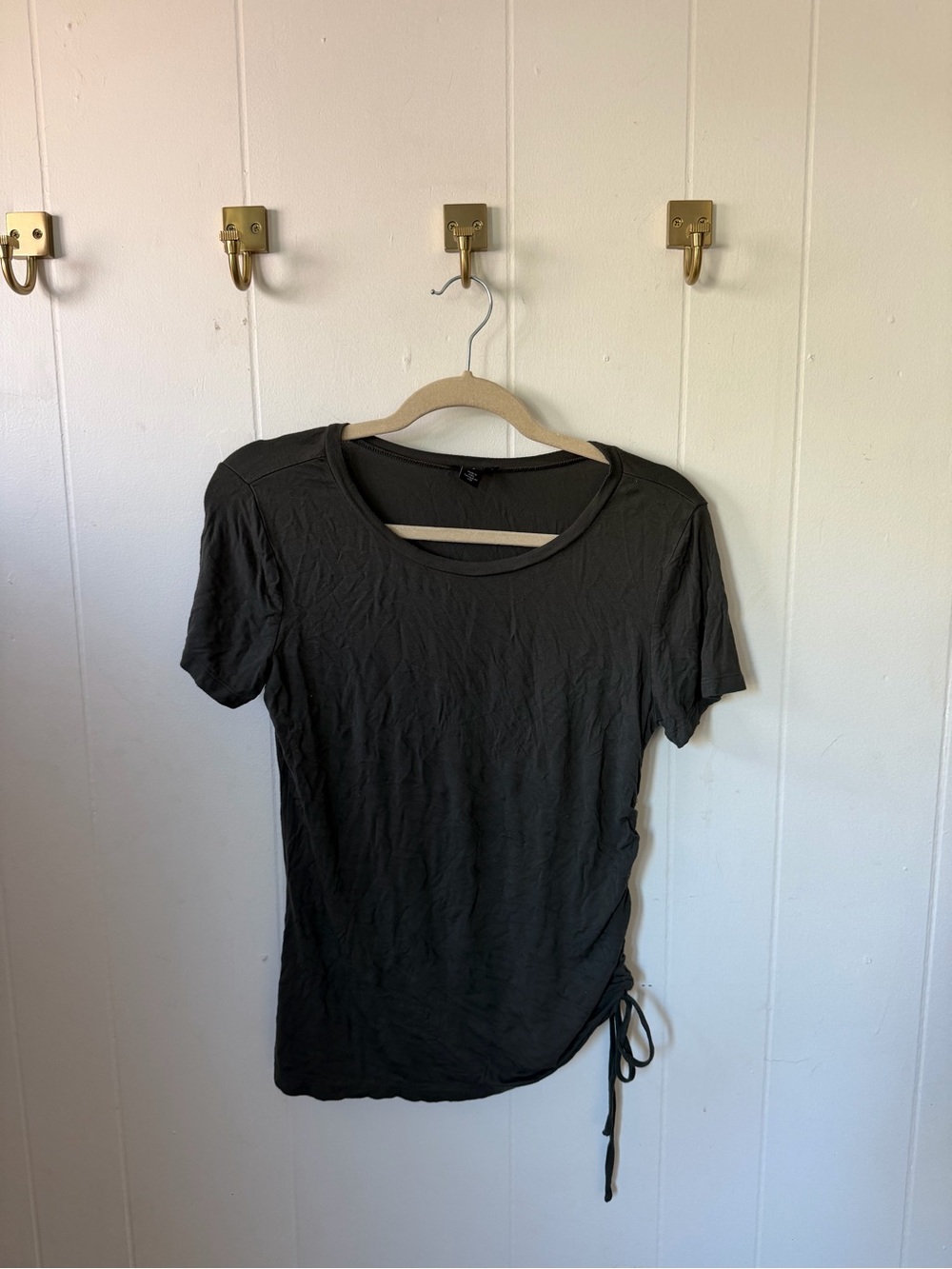 Women’s Olive Green Side-Tie Short Sleeve Top